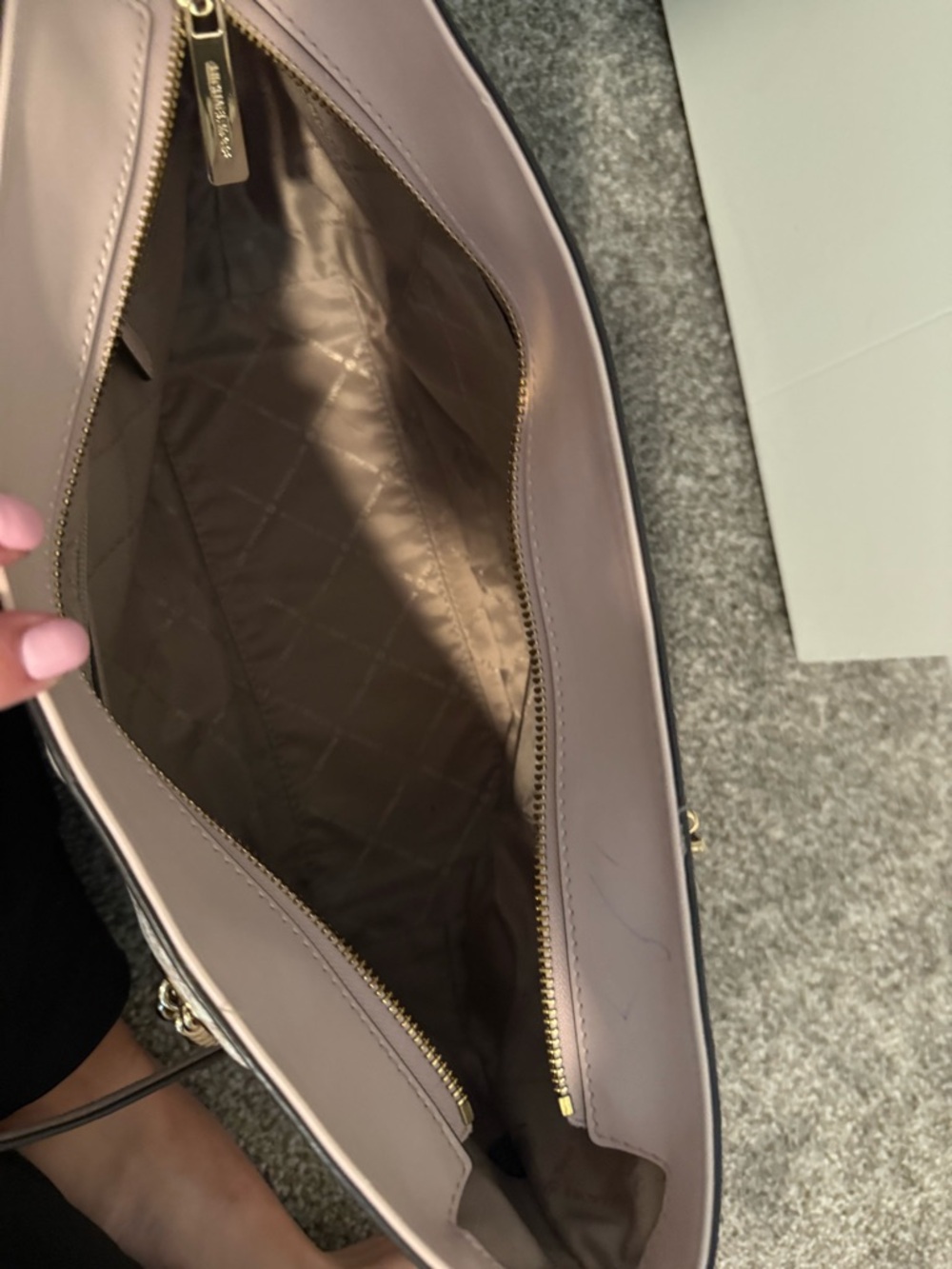 Michael Kors Blush Pink Logo Tote with Gold Chain Straps - Picture 5 of 5
